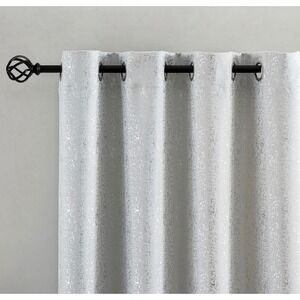 TERLYTEX White & Silver Metallic Sparkle Curtains 52x63" Blackout Grommet 2pk